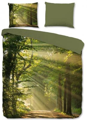 Good Morning Dekbedovertrek WOODS 140x200/220 cm groen Good Morning Dekbedovertrek WOODS 140x200/220 cm groen