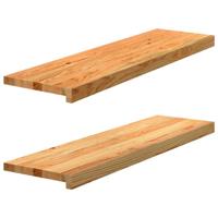 VidaXL Vensterbanken 2 st 90x30x2 cm massief eikenhout lichtbruin - thumbnail
