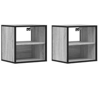 Nachtkastjes 2st wandgemonteerd 40x31x39,5cm grijs sonoma eiken - thumbnail