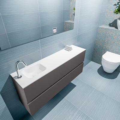 MONDIAZ ADA 120cm toiletmeubel dark grey. LEX wastafel talc links 1 kraangat