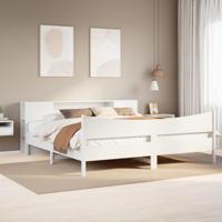 Bedframe zonder matras massief grenenhout wit 200x200 cm - thumbnail