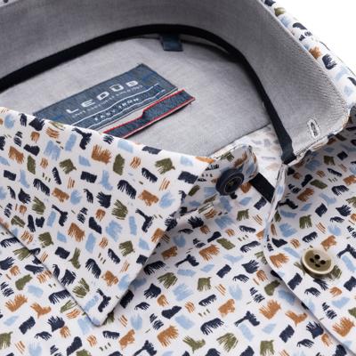 Ledȗb Modern Fit Overhemd wit, Motief Ledȗb Modern Fit Overhemd wit, Motief