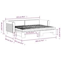 Slaapbank onderschuifbed en matrassen 80x200 cm fluweel roze - thumbnail