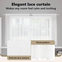 VidaXL Kantgordijn met gordijnen bloemen wit 180 x 200 cm polyester - thumbnail