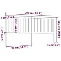 Hoofdbord 206x6x101 cm massief grenenhout grijs - thumbnail