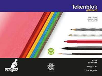 Kangaro tekenblok A4+ 110 gram 20 vel gekleurd