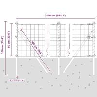 VidaXL Hek met paal grijs 0,6 x 25 m staal en pvc - thumbnail