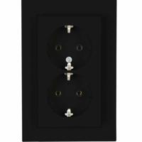 Kopp HK07 PURE mat zwart inbouw stopcontact RA dubbel - 4624620 - thumbnail