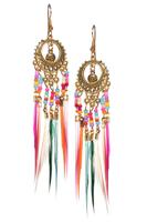 Oorbellen hippie veertjes multicolor - thumbnail