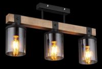 Globo 3-lichts plafondlampLila zwart met hout - 15555-3D - thumbnail