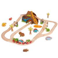 Bigjigs houten dino treinset, 49dlg. - thumbnail