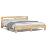Bedframe met hoofdeinde en LED sonoma eikenkleurig 180x200 cm - thumbnail