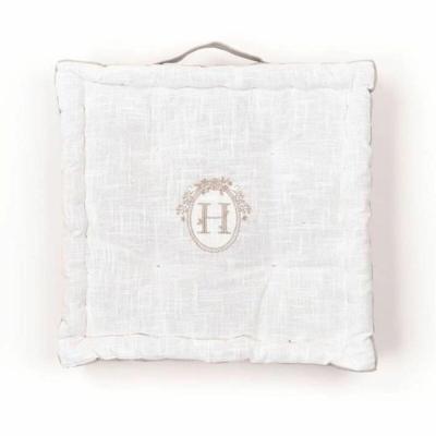 Vloerkussen - VANDAAG - CHARME - Slub x Chambray x Berenice Borduurwerk - 40 x 40 x 10 cm