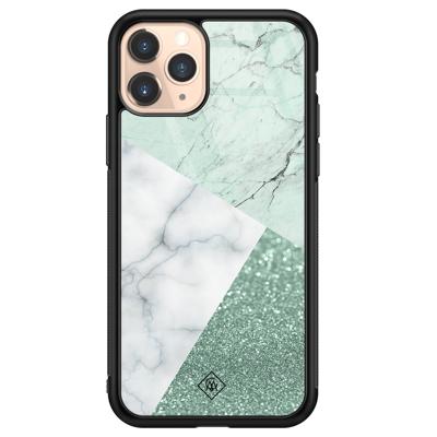 iPhone 11 Pro glazen hardcase - Minty marmer collage iPhone 11 Pro glazen hardcase - Minty marmer collage