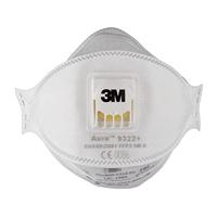 3M Aura™ 9322+ 9322+ Fijnstofmasker met ventiel FFP2 D 10 stuk(s) EN 149:2001, EN 149:2009 DIN 149:2001, DIN 149:2009 - thumbnail
