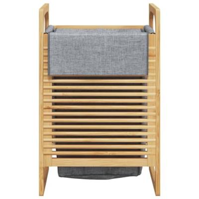 VidaXL Wasmand met grijze zak 32x30x36,5 cm bamboe