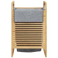 VidaXL Wasmand met grijze zak 32x30x36,5 cm bamboe - thumbnail