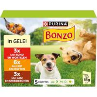 Purina Bonzo met rund, kip, lam in gelei maaltijdzakjes natvoer hond 4 dozen (48 x 85 g) - thumbnail