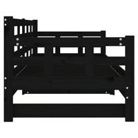 Slaapbank uitschuifbaar massief grenenhout zwart 2x(90x200) cm - thumbnail
