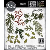 Sizzix • thinlits die set 11pcs holiday greens mini by tim holtz - thumbnail