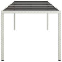 Tuintafel 250x100x75 cm poly rattan en gehard glas wit - thumbnail