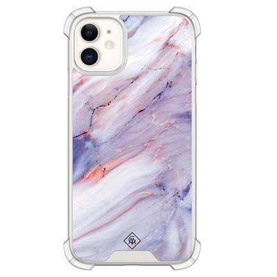 iPhone 11 siliconen shockproof hoesje - Marmer paars