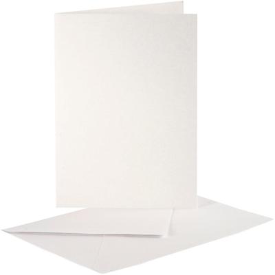 Creativ Company Parelmoer kaarten en enveloppen, afmeting kaart 10,5x15 cm, afmeting envelop 11,5x16,5 cm, crème, 10 set/ 1 doos