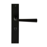 Hardbrass Deurkruk Mikonos op rechthoekig langschild WC63/8mm - zwart - thumbnail