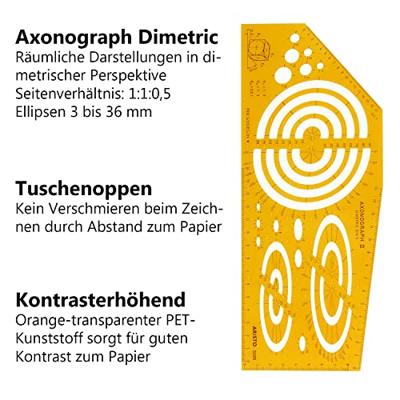Aristo AR-5085 Tekensjabloon Axonograph II 270x110x1 mm Oranje/Transparant