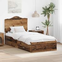 Bedframe met hoofdeinde Oudhout 90 x 200 cm Bewerkt hout - thumbnail