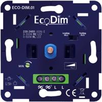 EcoDim - LED Dimmer - ECO-DIM.01 - Fase Aan- en Afsnijding RLC - Inbouw - Enkel Knop - 0-300W - thumbnail