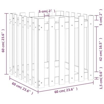 Plantenbak met hekontwerp 60x60x60 cm massief grenenhout zwart Plantenbak met hekontwerp 60x60x60 cm massief grenenhout zwart