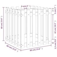 Plantenbak met hekontwerp 60x60x60 cm massief grenenhout wit - thumbnail