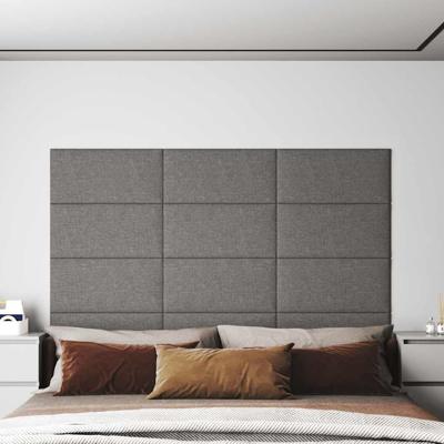 Wandpanelen 12 st 2,16 m 60x30 cm stof lichtgrijs