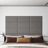Wandpanelen 12 st 2,16 m 60x30 cm stof lichtgrijs - thumbnail