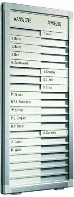 Infobord legamaster aan/afwezig 54 x 28 cm 20 posities Infobord legamaster aan/afwezig 54 x 28 cm 20 posities