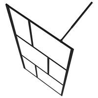 Inloopdouchewand 80x195 cm gehard glas zwart - thumbnail