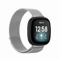 By Qubix - Compatible met Fitbit Versa 3/4 & Sense 1/2 milanese bandje - Large - Zilver - Compatible fitbit bandje - thumbnail
