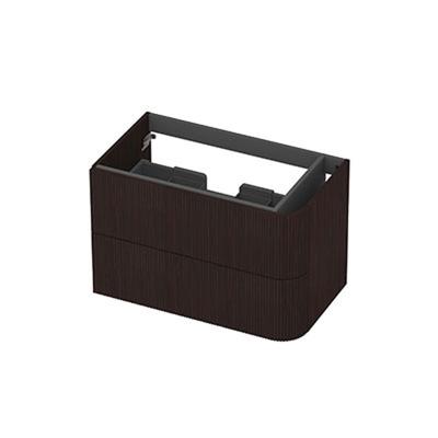 INK - Rechts Afgeronde Onderkast Fineer 2 Laden Softclose met Gefreesd Front Tbv Grepen - 800x450x520 Mm - Dark Veneer