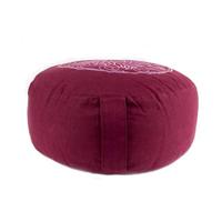 Yogi & Yogini Meditatiekussen Rond Katoen Aubergine - 33 x 17 cm - thumbnail