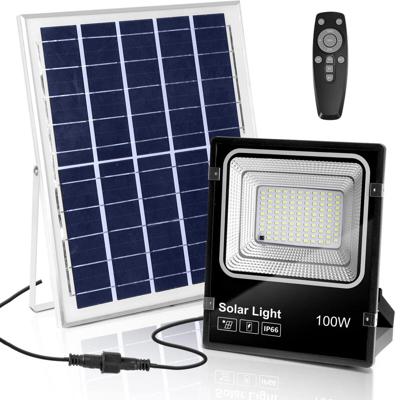LED Solar Schijnwerper 100W - Koud Wit 6500K - IP66 Waterdicht - Met Afstandsbediening