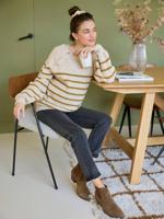 Zwangerschaps- en borstvoedingstrui in zeemanstijl met schouderopeningen gemêleerd beige - thumbnail