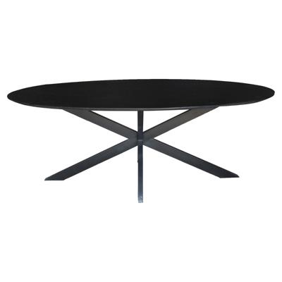 Sohome Ovale Eettafel 'Coco' Mangohout en staal, kleur Zwart, 210 x 100cm