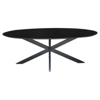Sohome Ovale Eettafel 'Coco' Mangohout en staal, kleur Zwart, 210 x 100cm - thumbnail