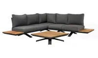 Loungeset Stockholm 3-pers. New teak Light Antracite Mixed Wave tafel 90x90cm - thumbnail