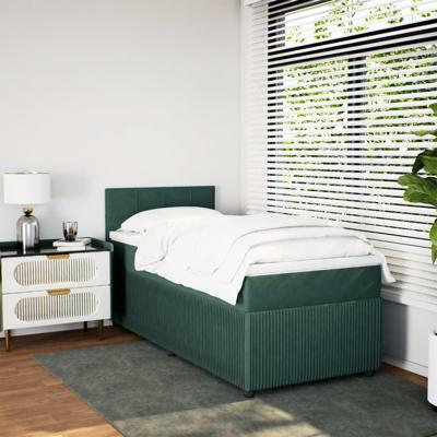 Boxspring met matras fluweel donkergroen 120x190 cm - thumbnail