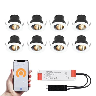 Set van 8 Medina Smart LED Mini Inbouwspots - Veranda spots - 12V 3W 150lm - Dimbaar - Kantelbaar - Wifi & Bluetooth - 2700K - IP44 - Wit
