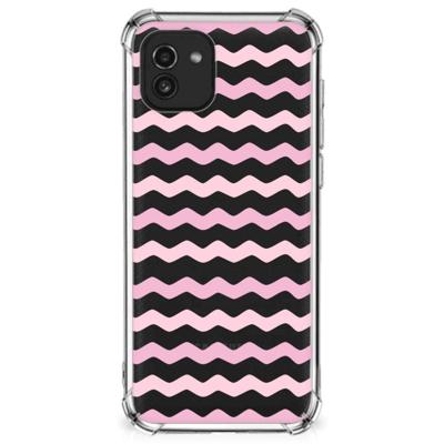 Samsung Galaxy A03 Doorzichtige Silicone Hoesje Waves Roze Samsung Galaxy A03 Doorzichtige Silicone Hoesje Waves Roze