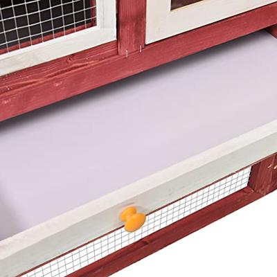VidaXL Konijnenhok 140x63x120 cm massief vurenhout rood en wit VidaXL Konijnenhok 140x63x120 cm massief vurenhout rood en wit