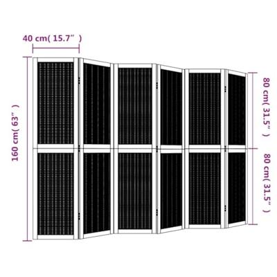 Kamerscherm met 6 panelen massief paulowniahout bruin - thumbnail